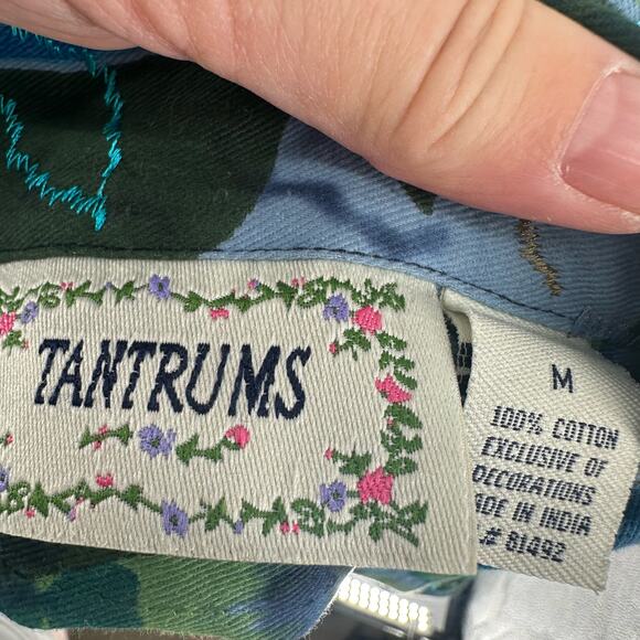 NWT Vintage Tantrums Blue Floral Beaded Twill Jacket Sz M - Picture 7 of 8